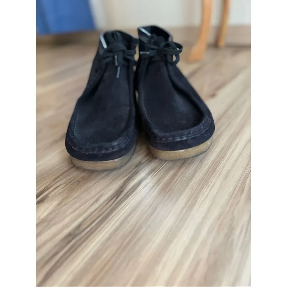 Clarks Mens Black Original Wallabee Lace Up Leather Suede Chukka Boat Shoe Size